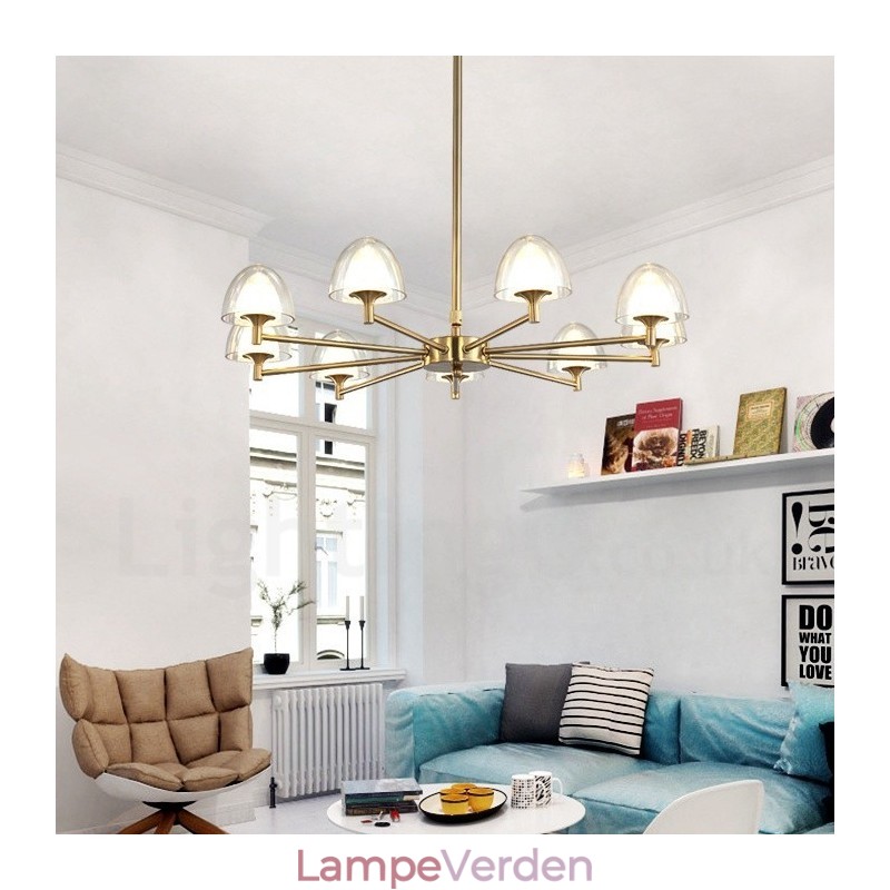 Moderne moderne 9 lys metal lysekrone med akrylskærm