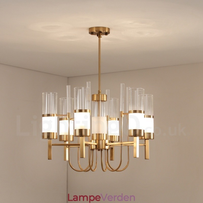 Rustik Lodge Modern Contemporary 6 lys stål lysekrone med glasskærm