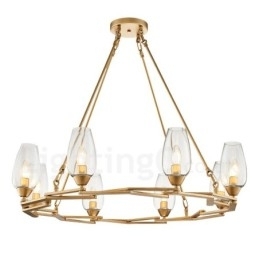 Moderne moderne 8 lys stål pendellampe med glasskærm