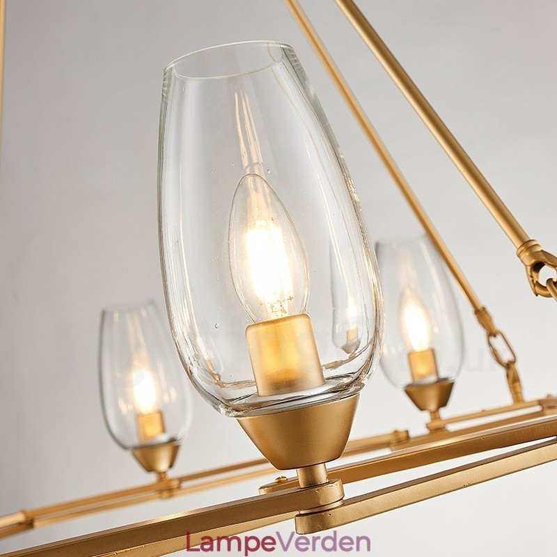 Moderne moderne 8 lys stål pendellampe med glasskærm