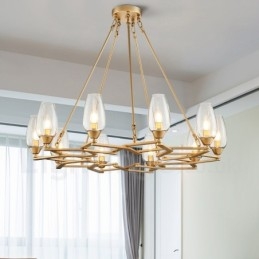 Moderne moderne 10 lys stål pendellampe med glasskærm