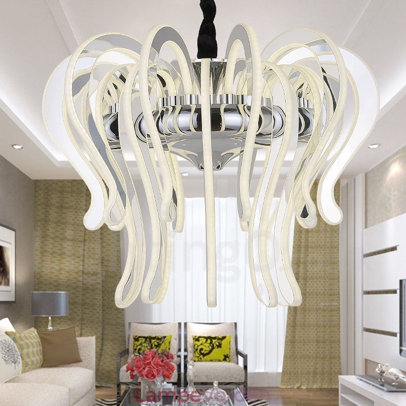 Moderne moderne 20 lys stållysekrone med akrylskærm