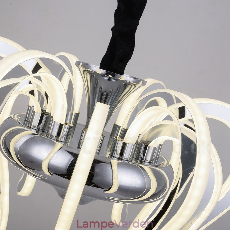 Moderne moderne 20 lys stållysekrone med akrylskærm