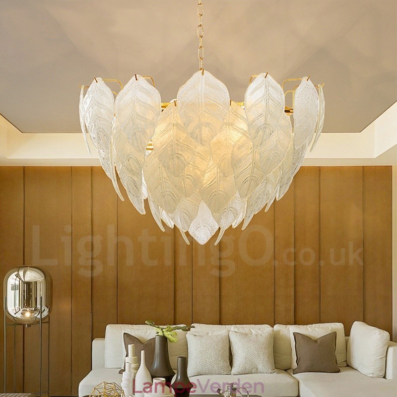 Moderne moderne 4 lys stål pendellampe med glasskærm