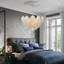 Moderne moderne 4 lys stål pendellampe med glasskærm