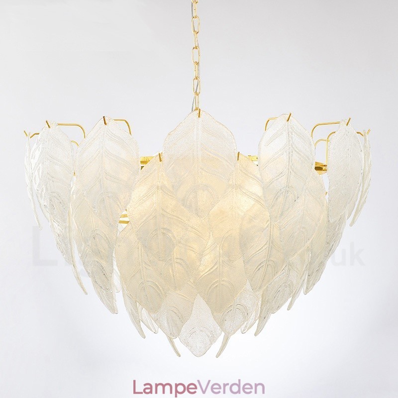 Moderne moderne 4 lys stål pendellampe med glasskærm