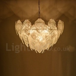 Moderne moderne 4 lys stål pendellampe med glasskærm