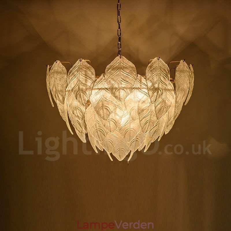 Moderne moderne 4 lys stål pendellampe med glasskærm