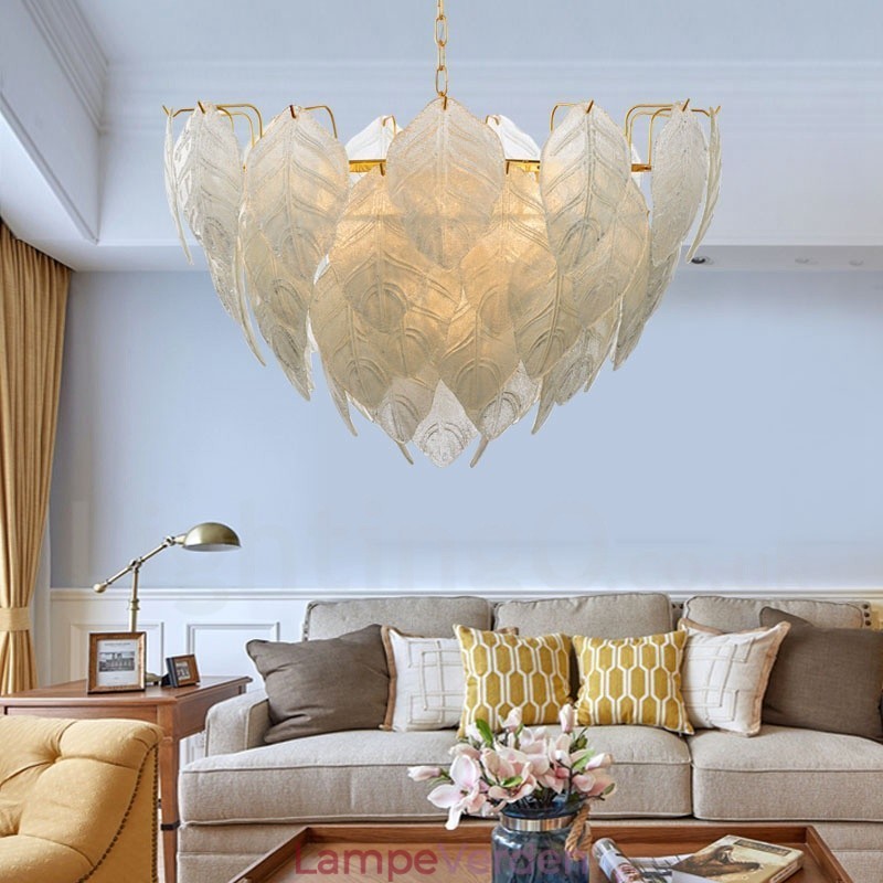 Moderne moderne 4 lys stål pendellampe med glasskærm