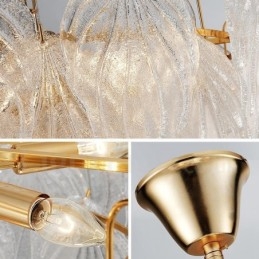 Moderne moderne 4 lys stål pendellampe med glasskærm