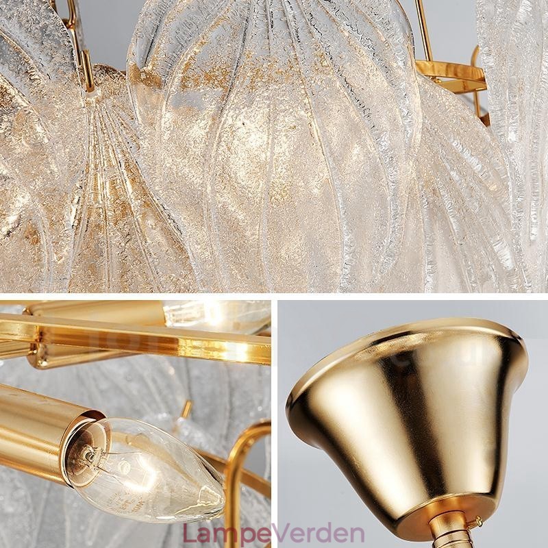 Moderne moderne 4 lys stål pendellampe med glasskærm