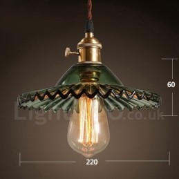 Rustic Lodge Retro 1 lys stål pendellampe med glasskærm