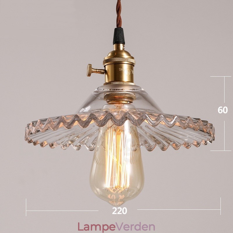 Rustic Lodge Retro 1 lys stål pendellampe med glasskærm
