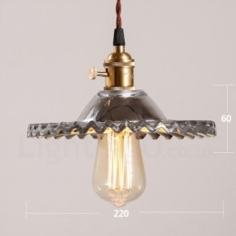 Rustic Lodge Retro 1 lys stål pendellampe med glasskærm