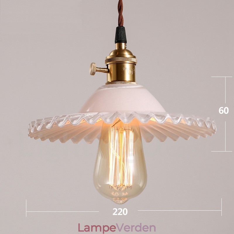 Rustic Lodge Retro 1 lys stål pendellampe med glasskærm