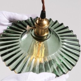 Rustic Lodge Retro 1 lys stål pendellampe med glasskærm