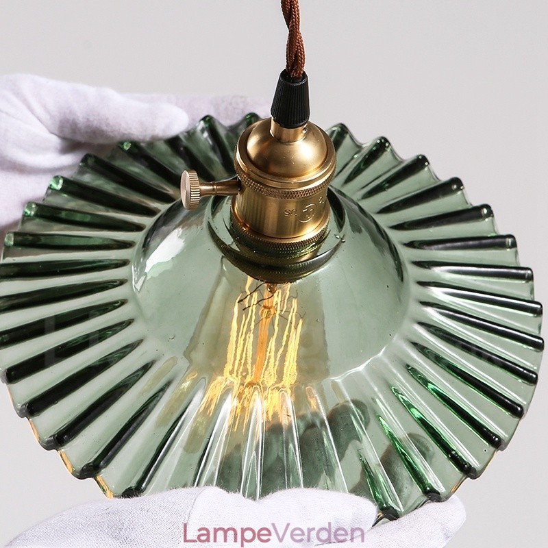 Rustic Lodge Retro 1 lys stål pendellampe med glasskærm