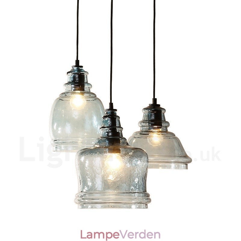 Moderne moderne 1 lys stål pendellampe med glasskærm