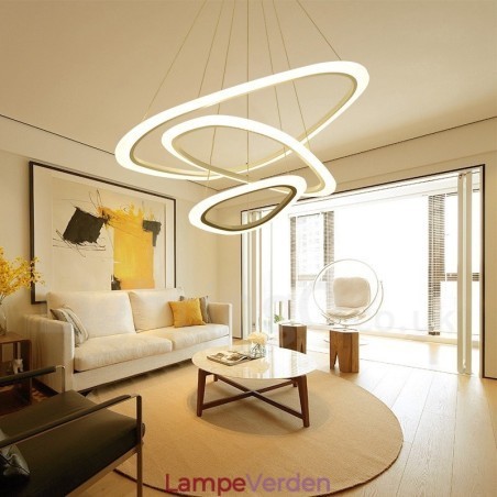 Dæmpbar med fjernbetjening Moderne moderne 3 lys aluminiumslegering pendellampe med akrylskærm