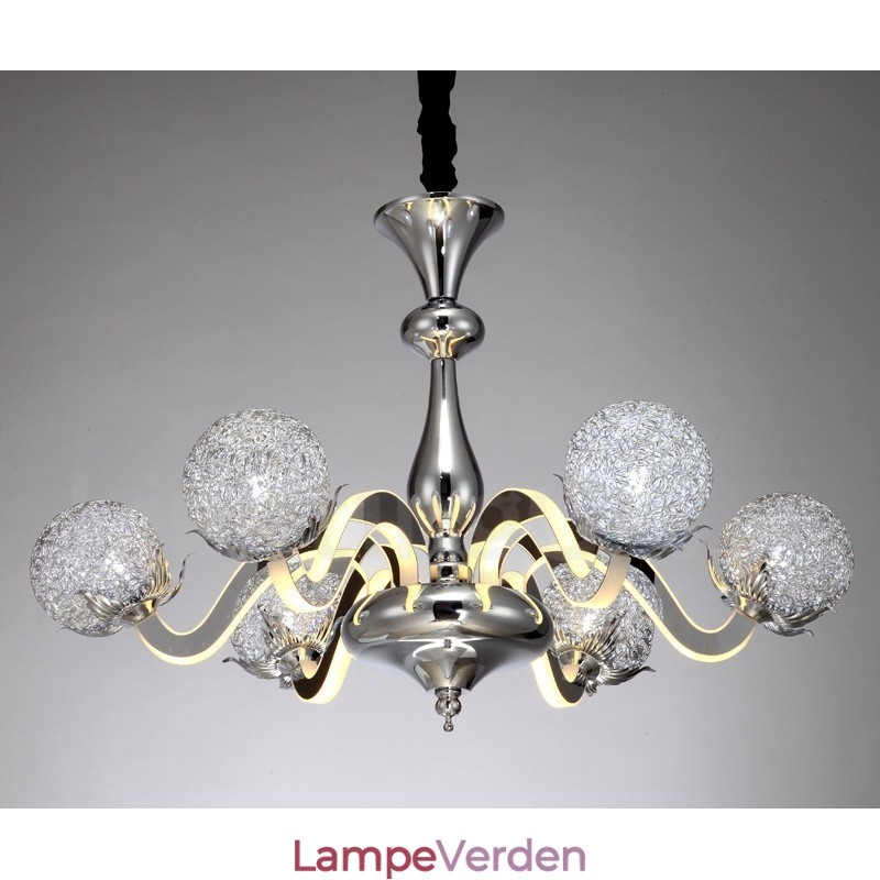 Dæmpbar moderne moderne 6 lyse stållysekrone med skærm i aluminiumslegering