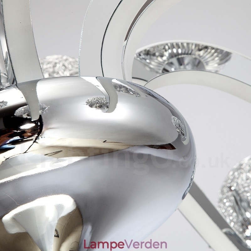 Dæmpbar moderne moderne 6 lyse stållysekrone med skærm i aluminiumslegering