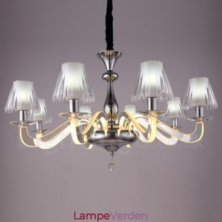Dæmpbar moderne moderne 8 lys stål lysekrone med glasskærm Dæmpbar moderne moderne 8 lys stål lysekrone med glasskærm
