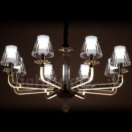 Dæmpbar Modern Contemporary 8 lys krystallysekrone med glasskærm