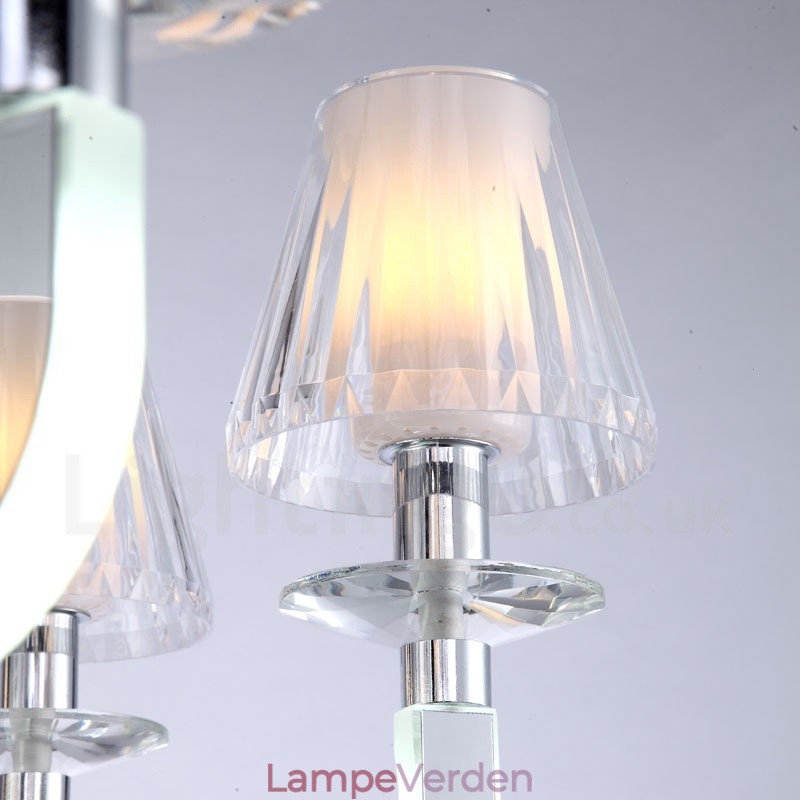 Dæmpbar moderne moderne 12 lys krystallysekrone med glasskærm