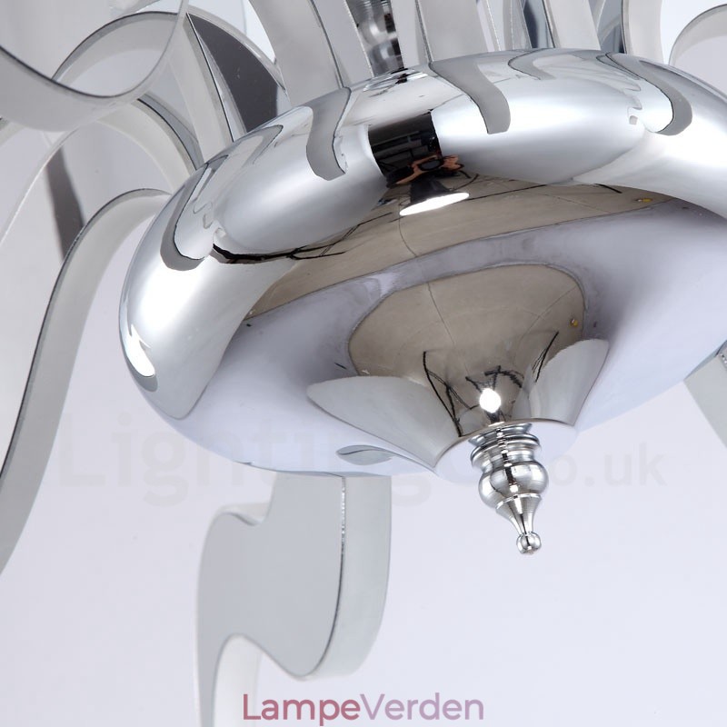 Dæmpbar moderne moderne 12 lys lysekrone i stål med akrylskærm