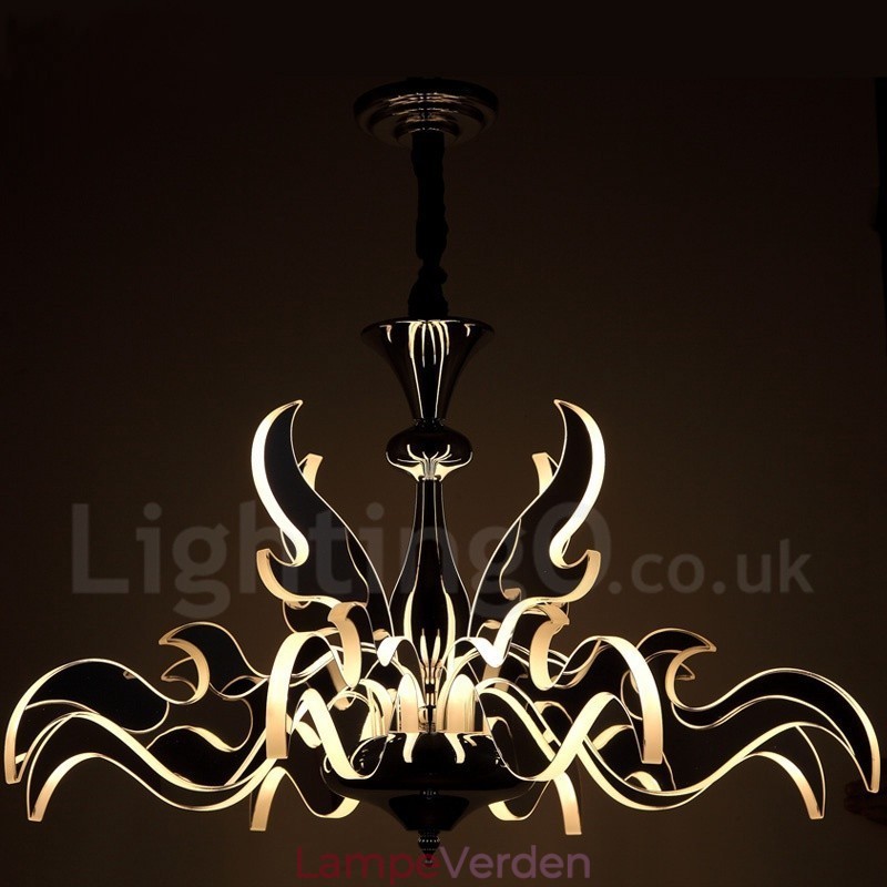 Dæmpbar moderne moderne 12 lys lysekrone i stål med akrylskærm