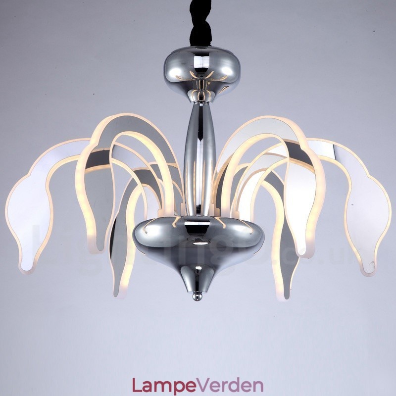 Dæmpbar moderne moderne lysekrone med 6 lyse stål med akrylskærm