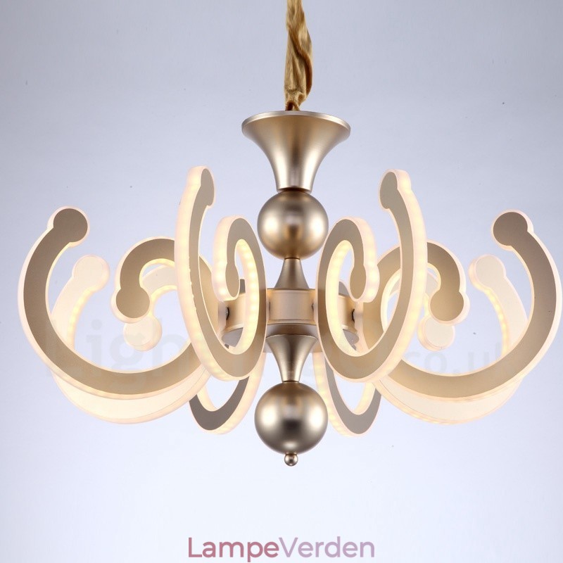 Dæmpbar Modern Contemporary 6 lyse stållysekrone med akrylskærm
