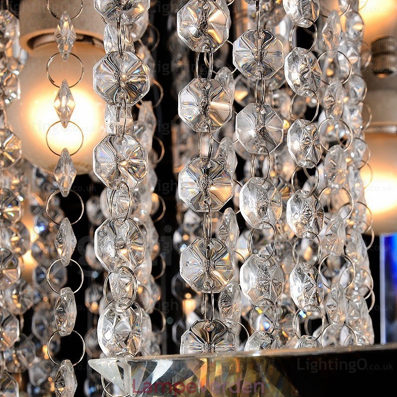 6 lette moderne moderne loftslamper med krystalskærm