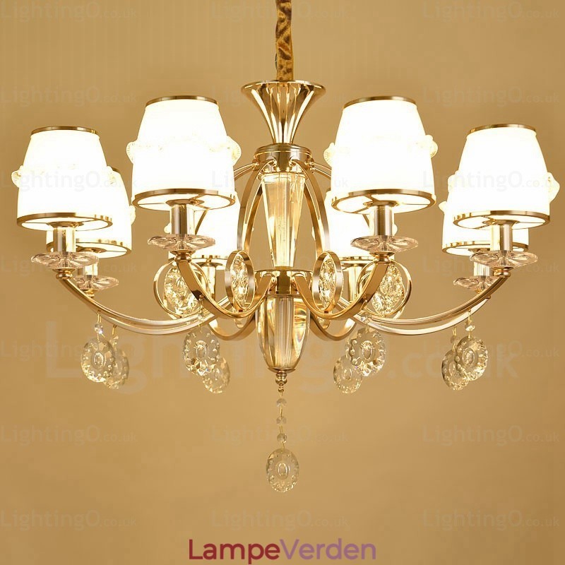 6 lys nordisk lysekrone med glasskærm