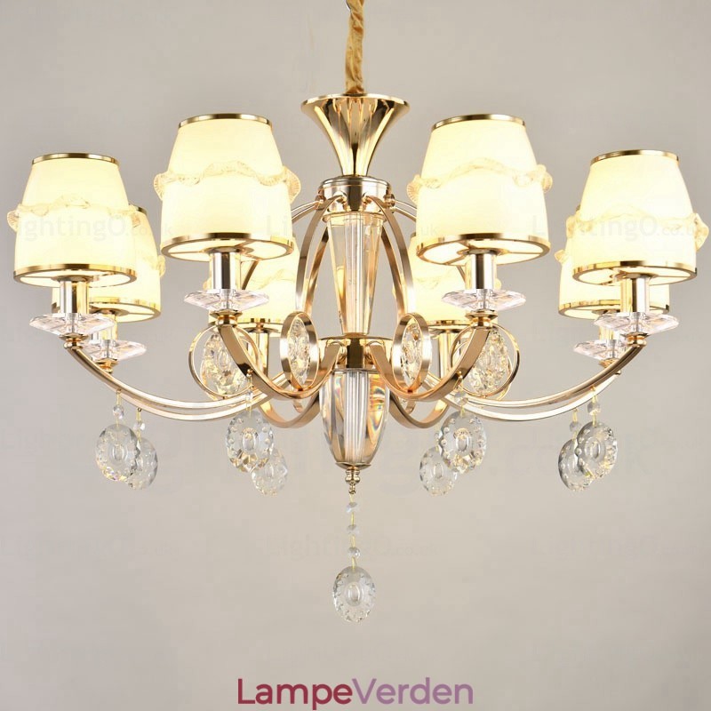 6 lys nordisk lysekrone med glasskærm