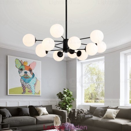 12 lys nordisk lysekrone med glasskærm 12 lys nordisk lysekrone med glasskærm