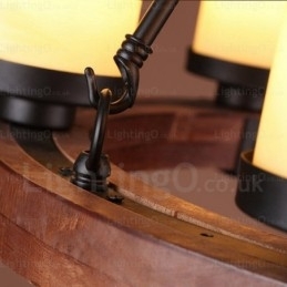 6 lys land rustik pendel med glasskærm