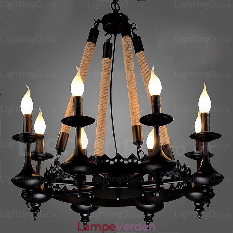 8 Light Country Rustik Pendel
