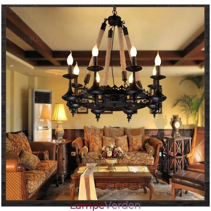 8 Light Country Rustik Pendel