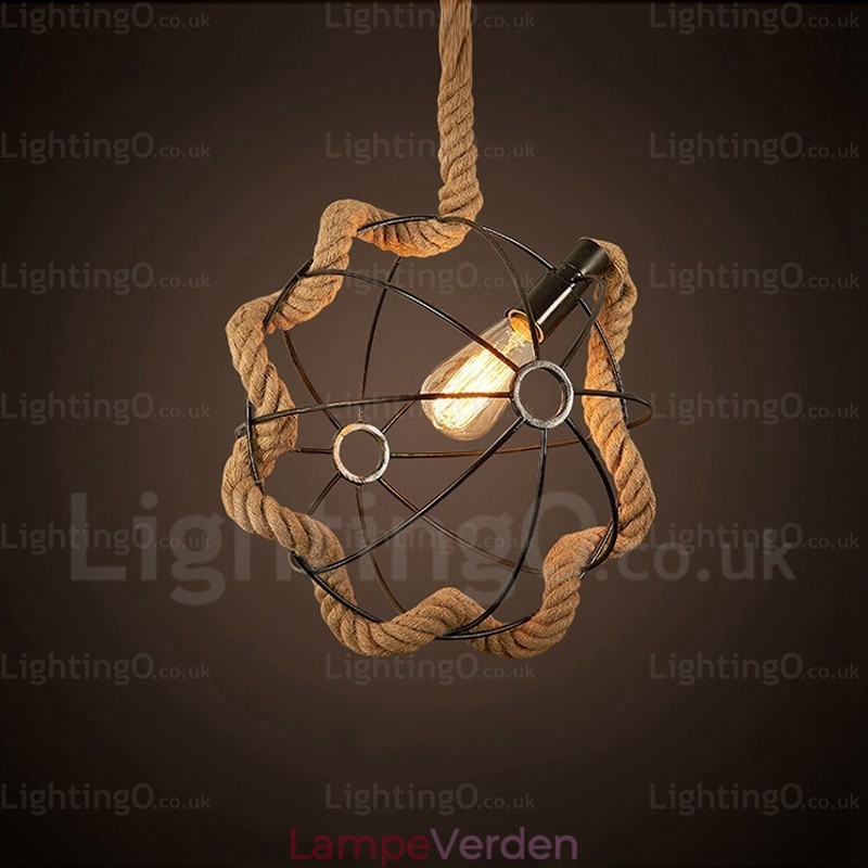 1 lys land rustik vintage retro pendellampe