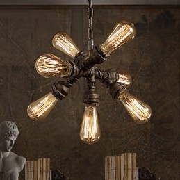 Rustik Lodge Vintage galvaniseret metal lysekrone