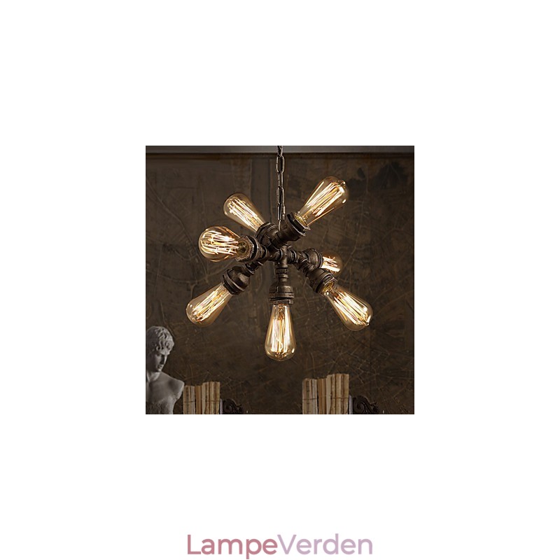 Rustik Lodge Vintage galvaniseret metal lysekrone