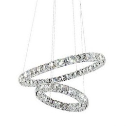 Crystal Pendel Lighting Moderne 2 Ringe Tre Sider K9 Krystal Indendørs Loftslamper Lampearmaturer
