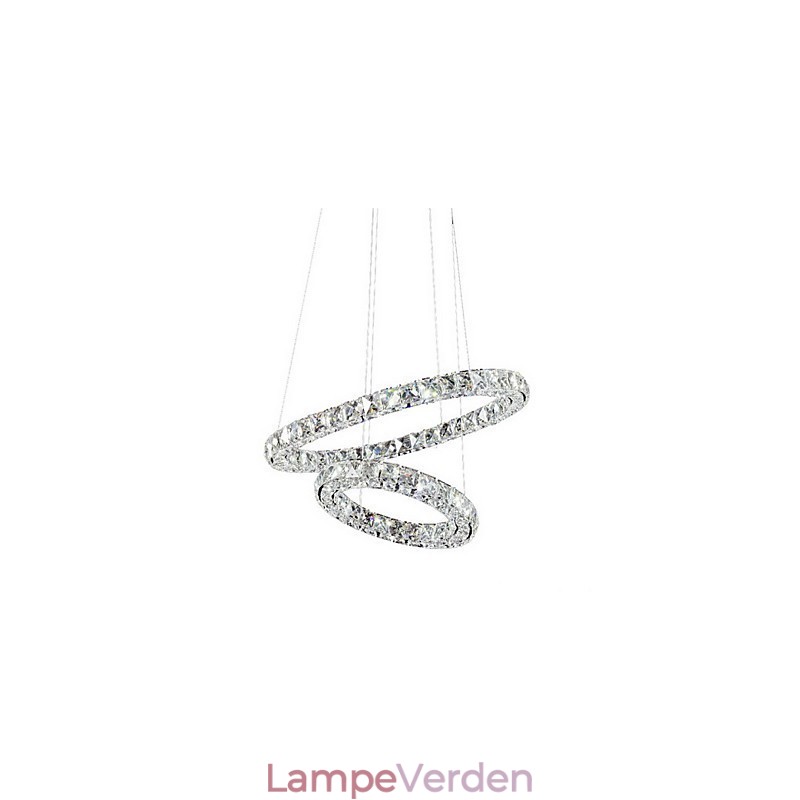 Crystal Pendel Lighting Moderne 2 Ringe Tre Sider K9 Krystal Indendørs Loftslamper Lampearmaturer