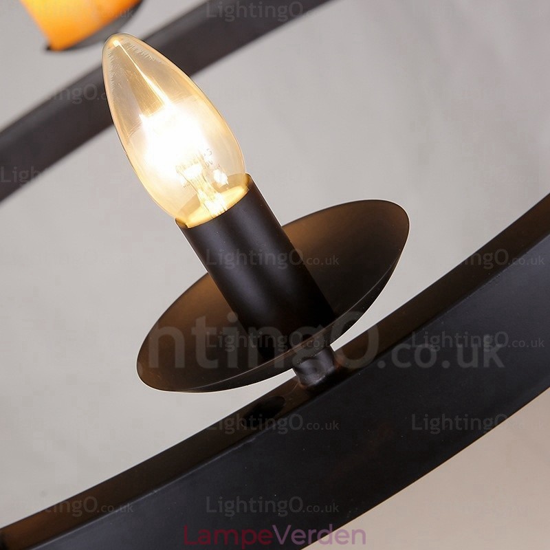 8 lys vintage retro pendel med marmorskærm