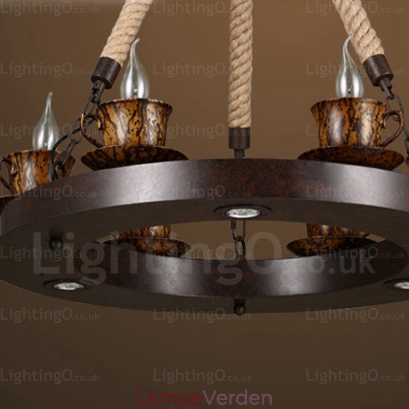 9 Light Country Rustik Pendel
