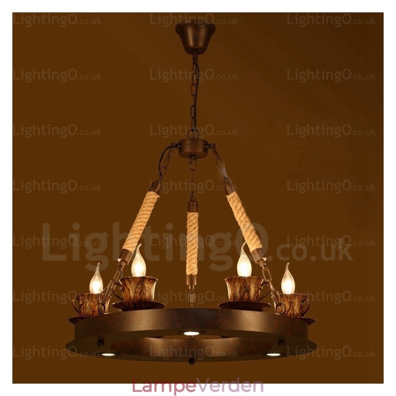 9 Light Country Rustik Pendel