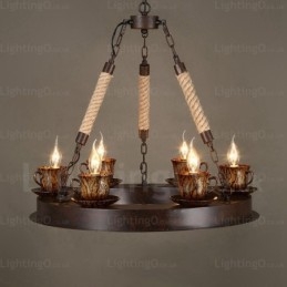 9 Light Country Rustik Pendel