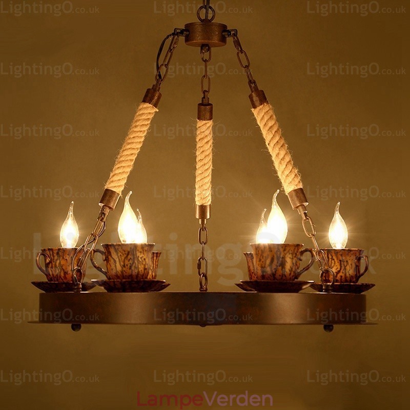 9 Light Country Rustik Pendel