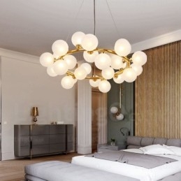 25 Lys nordisk pendel med glasskærm